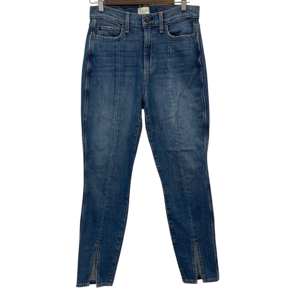 Alice + Olivia Good High Rise Skinny Jeans Size 28 Front Slit Raw Hem Denim